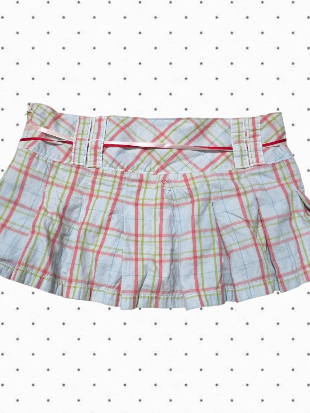 Abercrombie vintage pink and blue pleated miniskirt - Picture 3 of 5